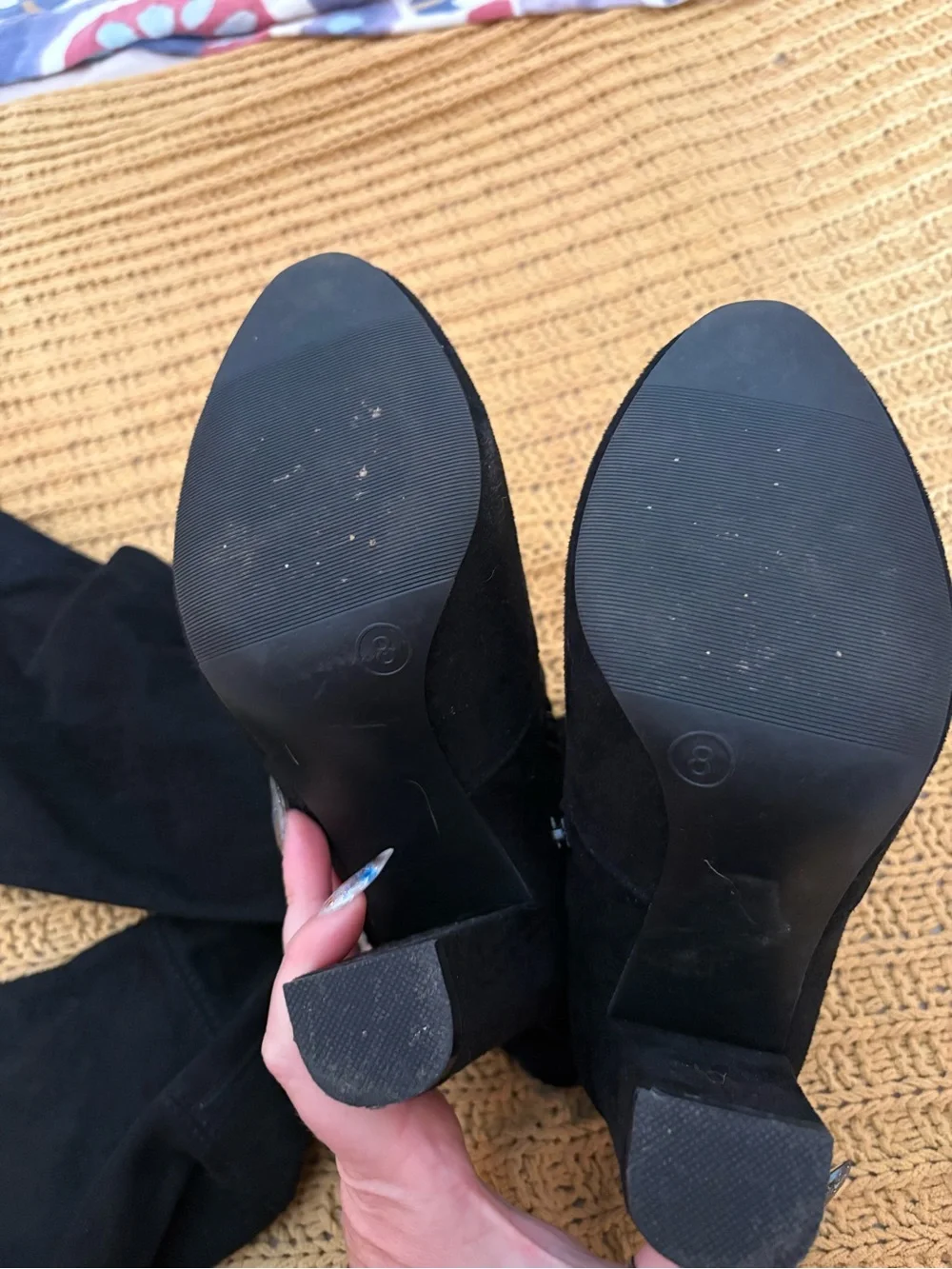 Black Over-the-Knee Suede Boots - Women